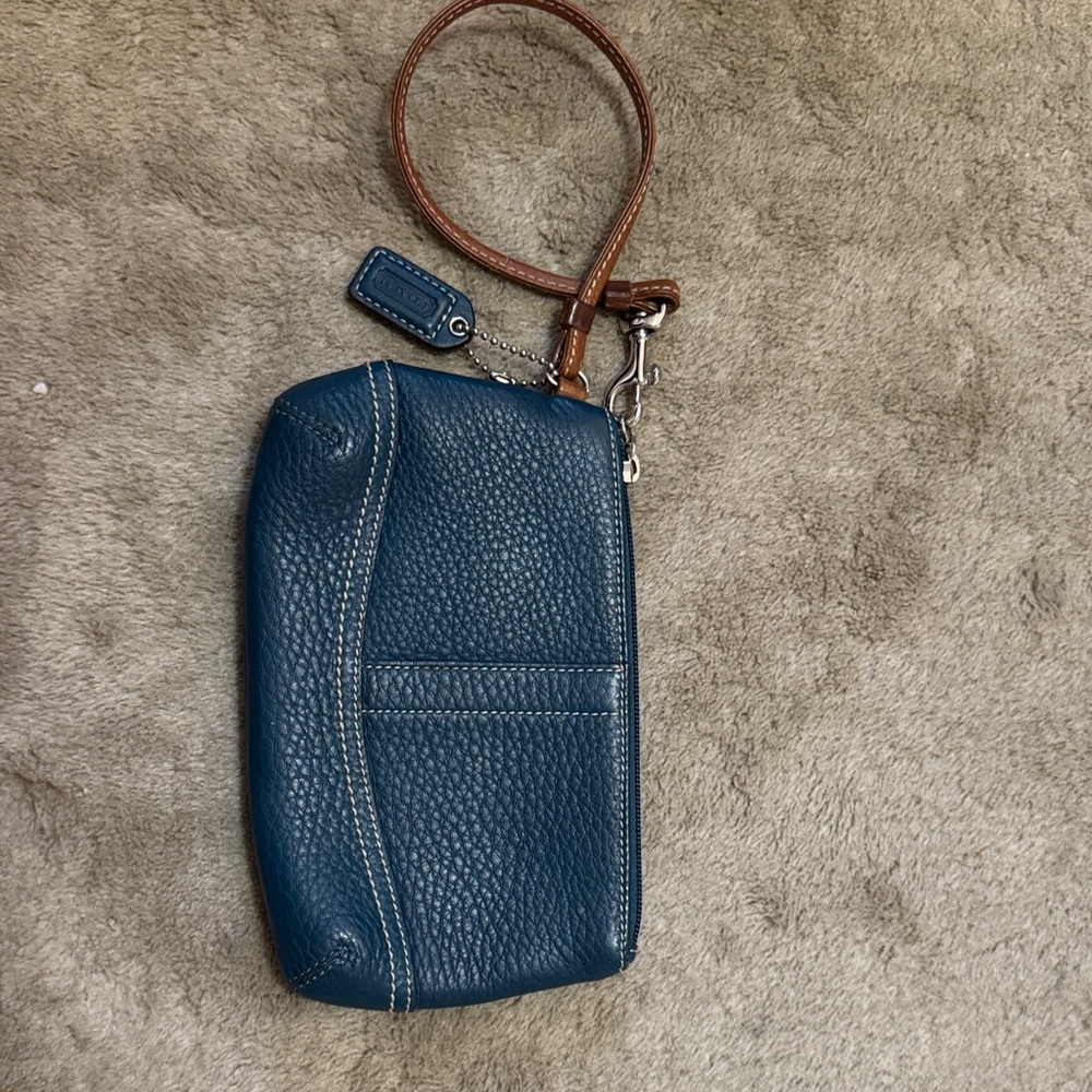 Coach Blue and Brown Wristlet